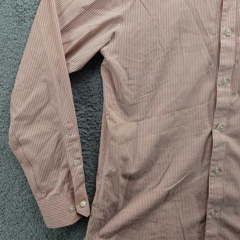 Banana Republic‎ Shirt mens Large Pink stripped Non iron slim fit Long Sleeve